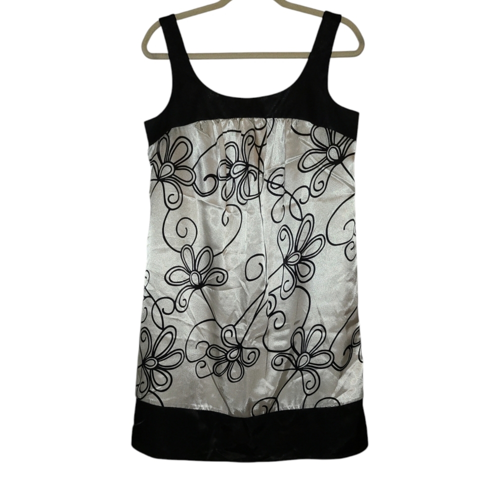 London Times Chic Black and Cream Floral Dress Fully Lined Sz 10